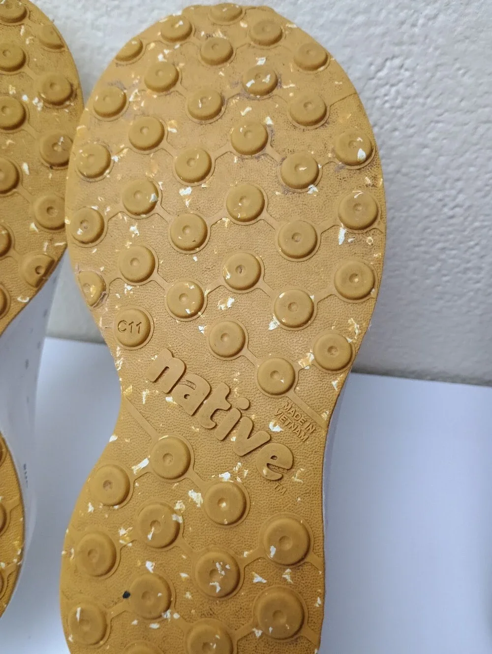 Native Little Kids Slip-On Water Shoes in White and Glitter Gold - Washable